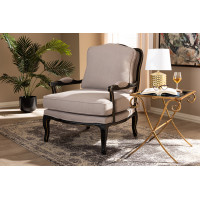 Baxton Studio 52348-Beige/Gold Antoinette Traditional Beige Fabric Upholstered and Black Finished Accent Chair